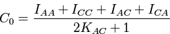 $\displaystyle C_{0}=\frac{I_{AA}+I_{CC}+I_{AC}+I_{CA}}{2K_{AC}+1}
$